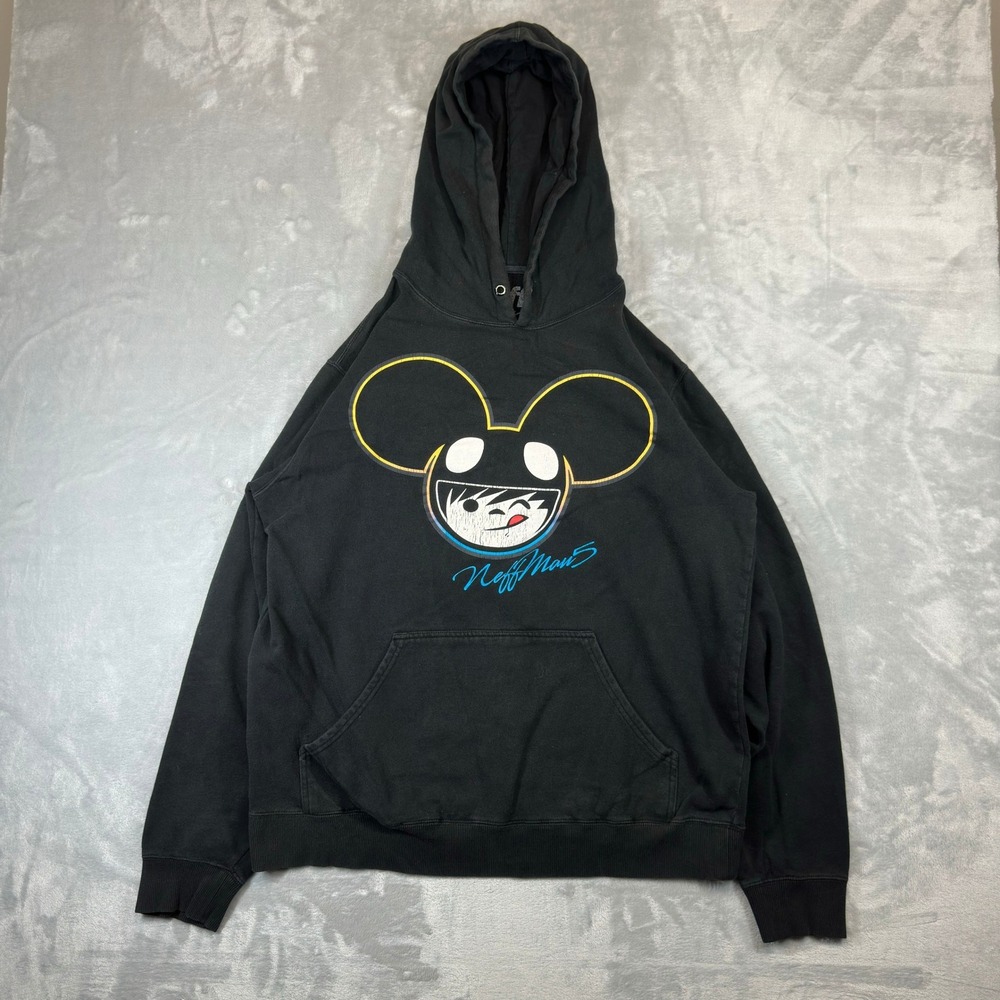 Neff Hoodie Mens L Black Deadmau5 Graphic Pullover Sweatshirt Streetwear Vintage